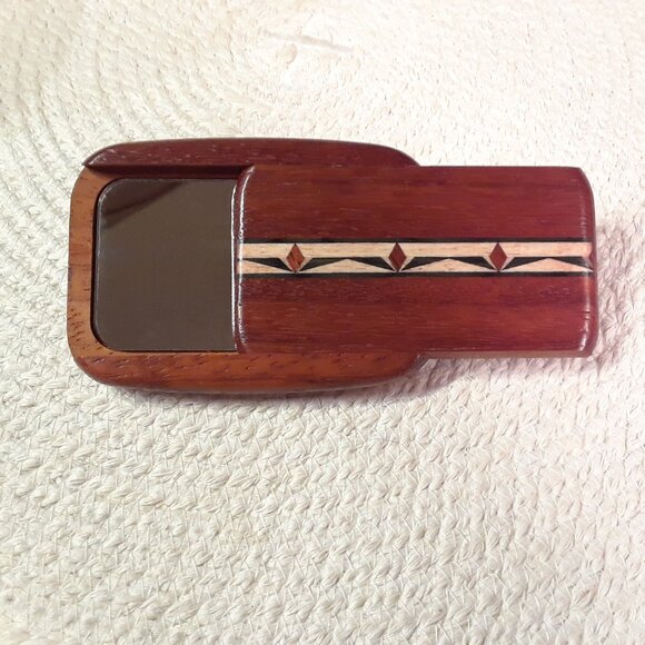 Padauk Secret Mirror Box - Tulips Inlay from Heartwood Creations (NWOT) - Picture 1 of 5